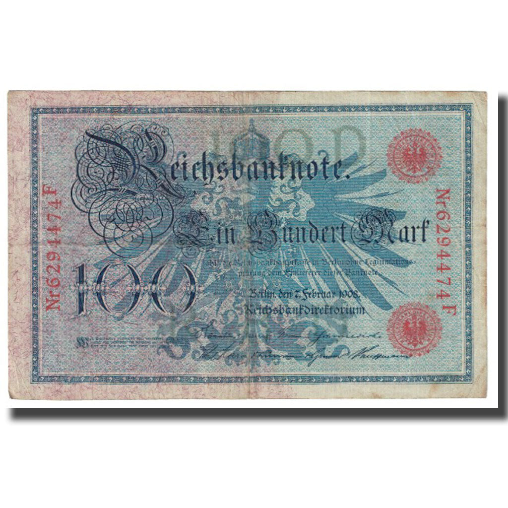 Nota, Alemanha, 100 Mark, 1908, 1908-02-07, KM:33a, EF(40-45)