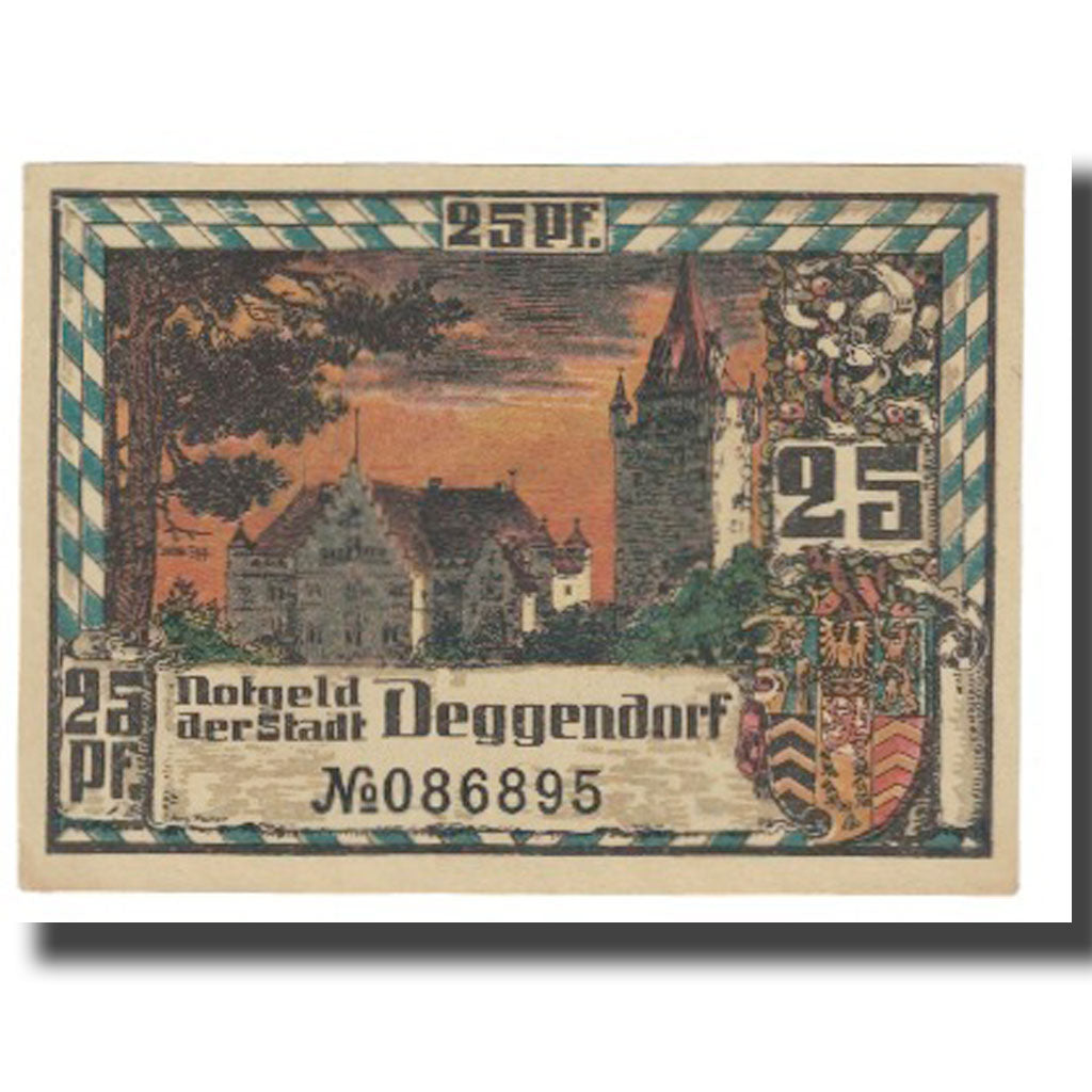 Banknote, Germany, 25 Pfennig, château, DEGGENDORF, UNC(65-70), Mehl:D8.2A