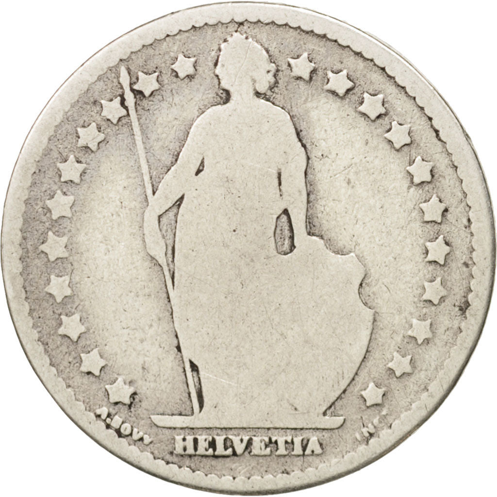 Switzerland, Franc, 1876, Bern, VG(8-10), Silver, KM:24