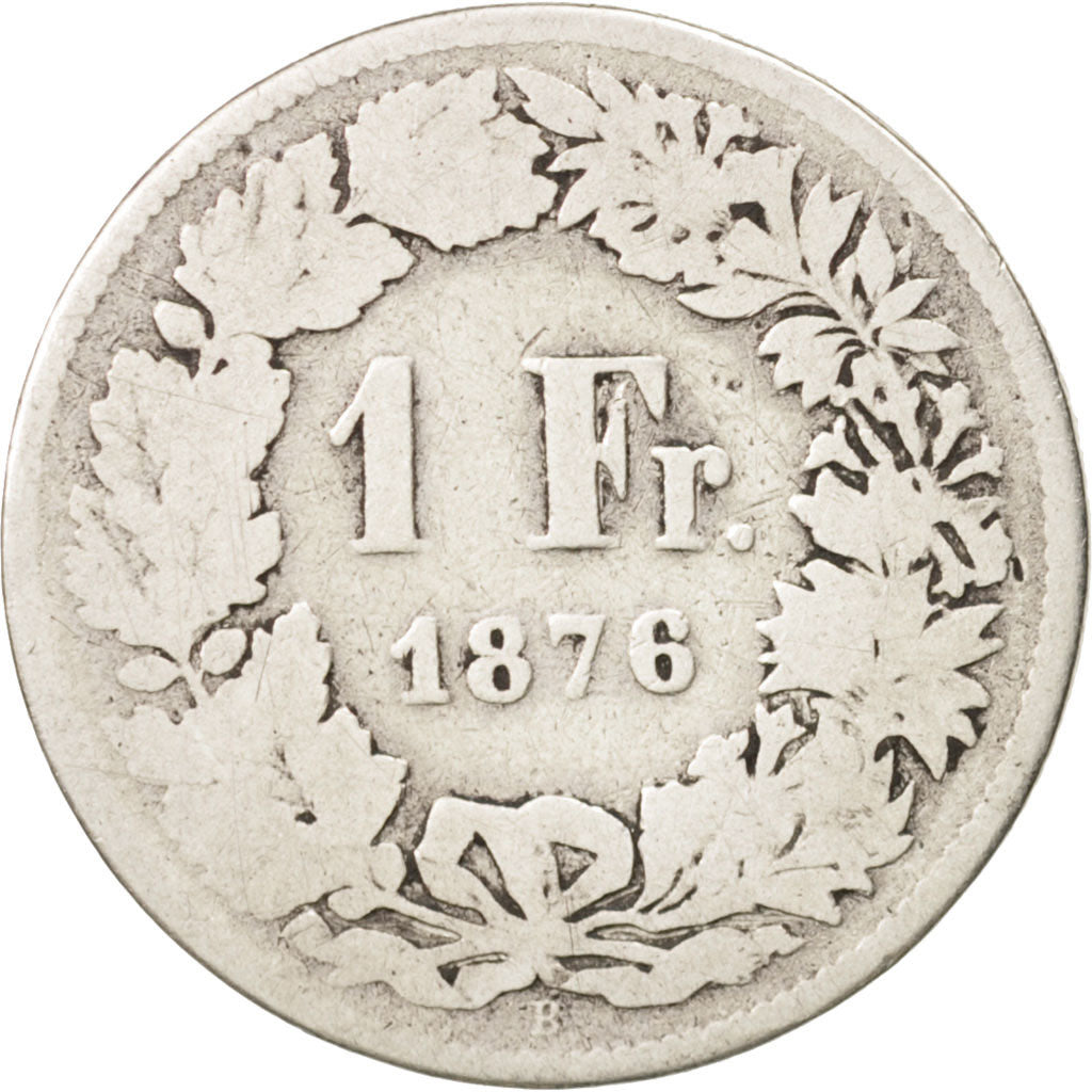 Switzerland, Franc, 1876, Bern, VG(8-10), Silver, KM:24