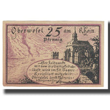 Billet, Allemagne, Oberwesel Stadt, 25 Pfennig, village, 1921, NEUF, Mehl:1004.1