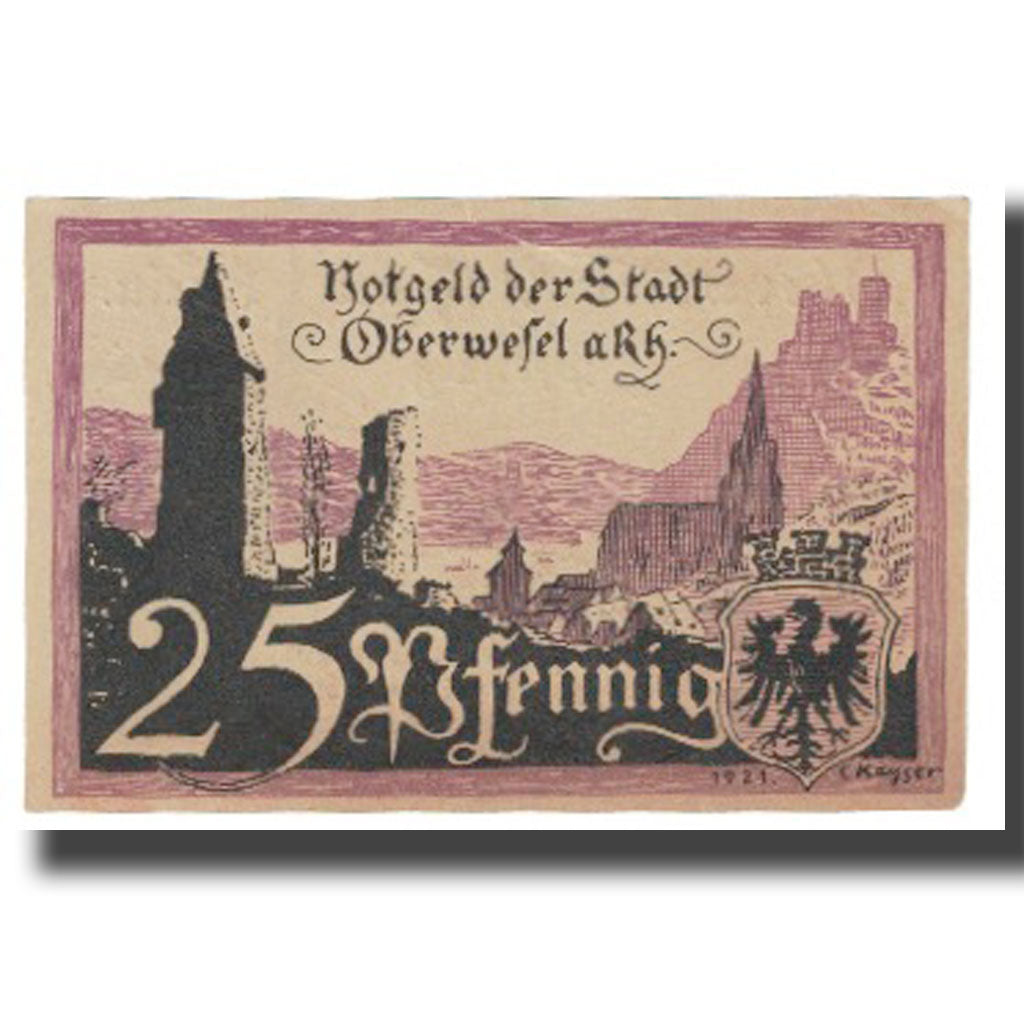Banknote, Germany, Oberwesel Stadt, 25 Pfennig, village, 1921, UNC(65-70)