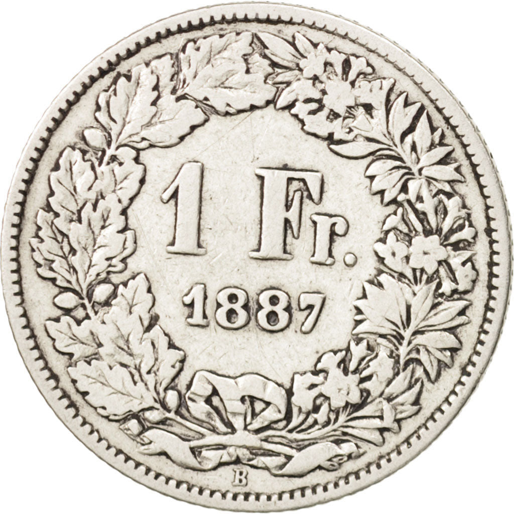 Switzerland, Franc, 1887, Bern, VF(20-25), Silver, KM:24