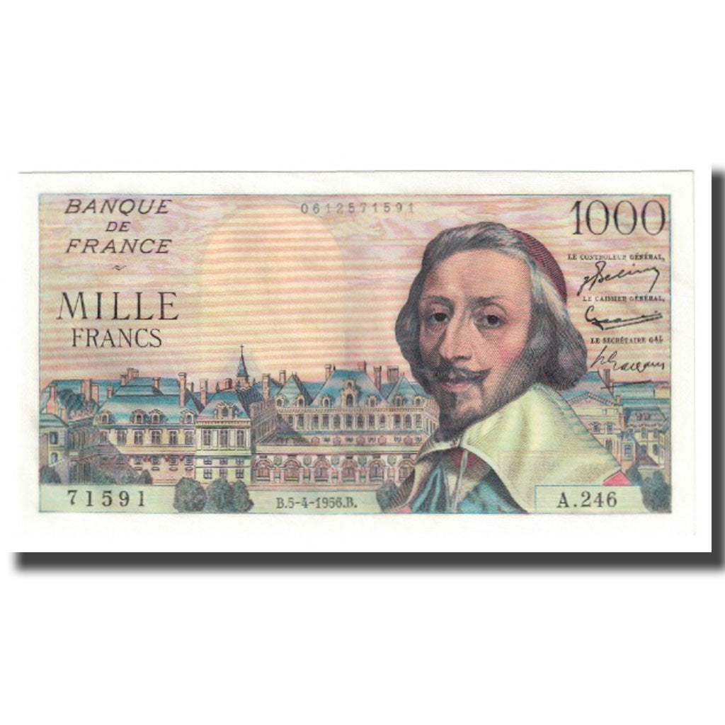 Francja, 1000 Francs, 1956, J. Belin, G. Gouin d'Ambrieres and P. Gargam.
