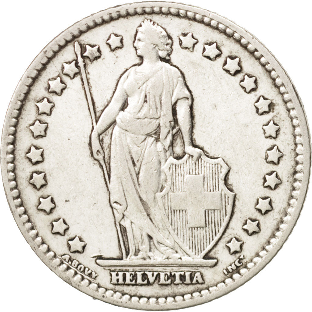 Svizzera, Franc, 1908, Bern, MB+, Argento, KM:24