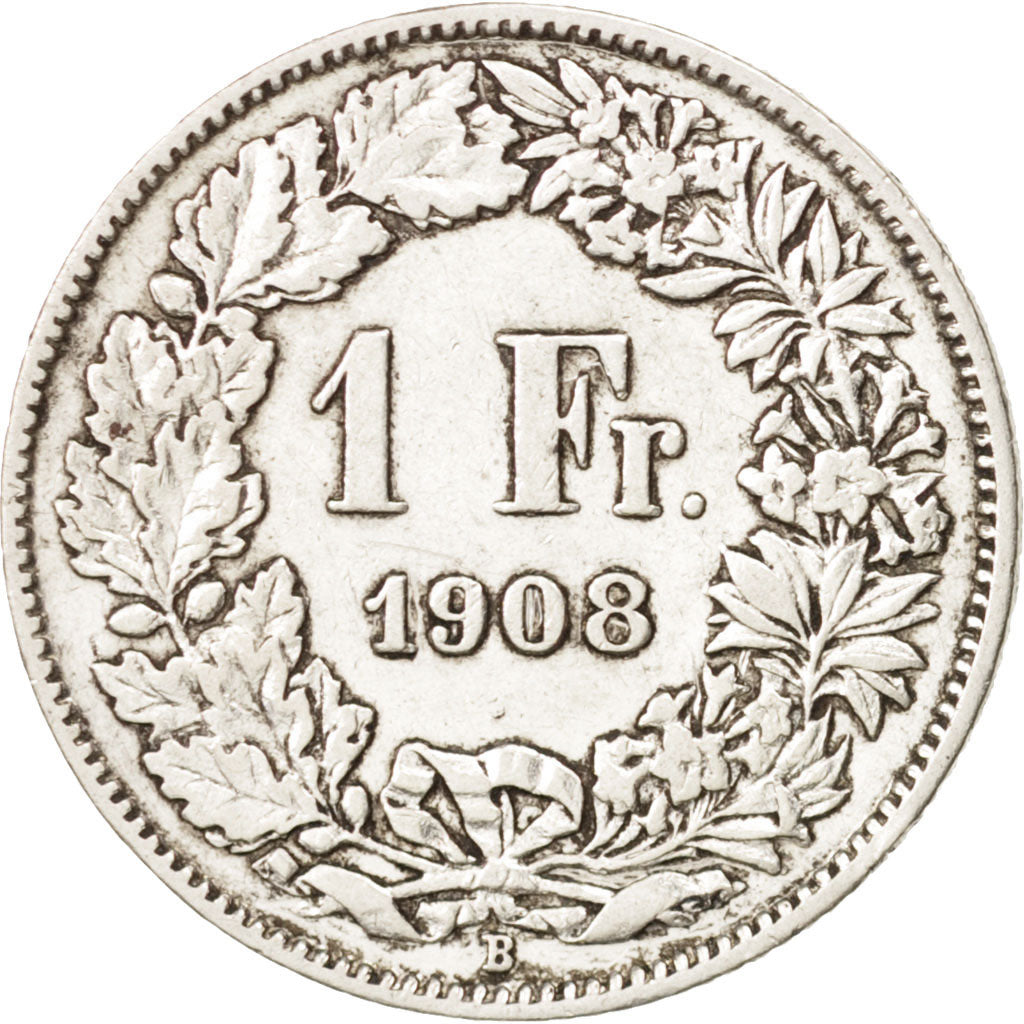Svizzera, Franc, 1908, Bern, MB+, Argento, KM:24