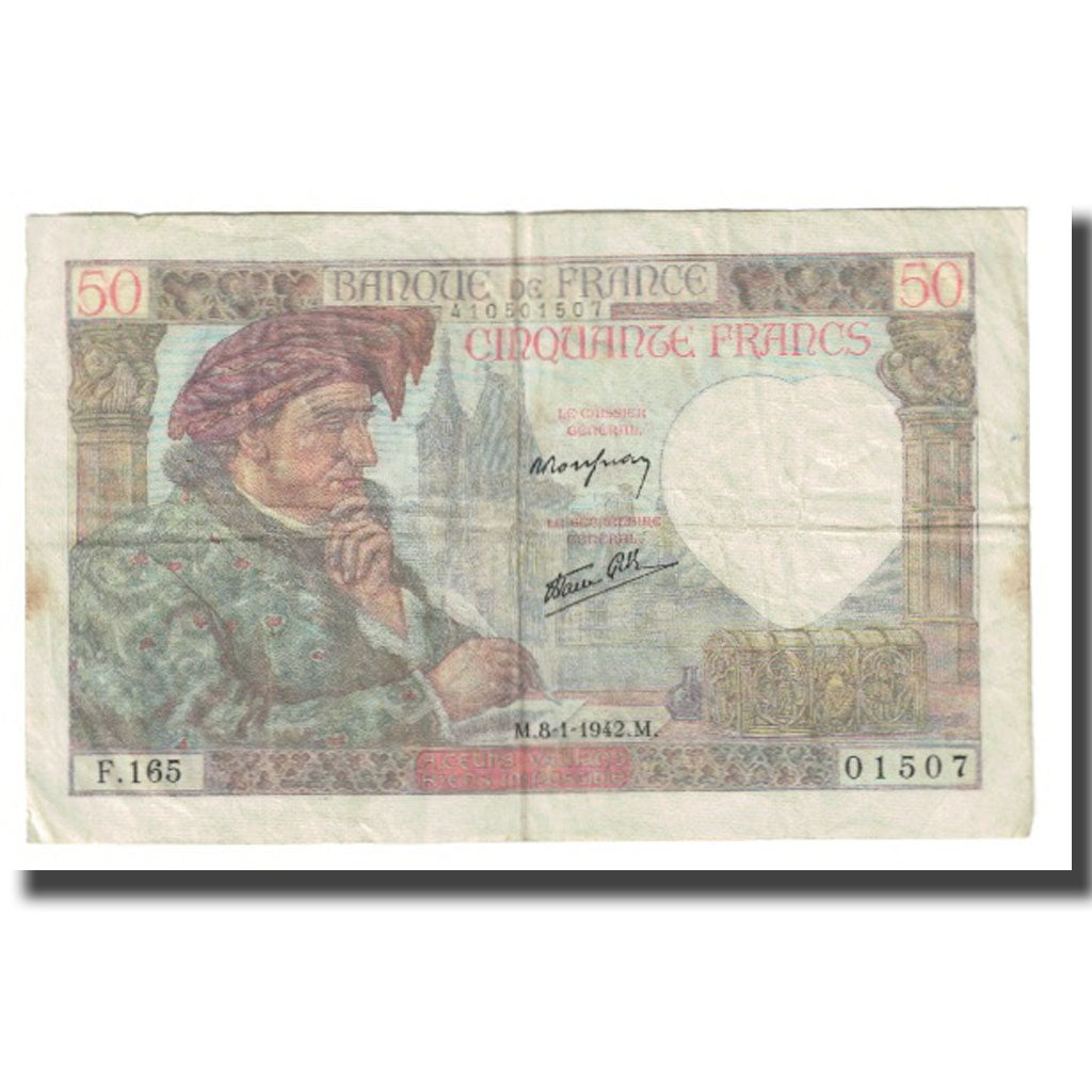 France, 50 Francs, 1942, P. Rousseau and R. Favre-Gilly, 1942-01-08, TTB