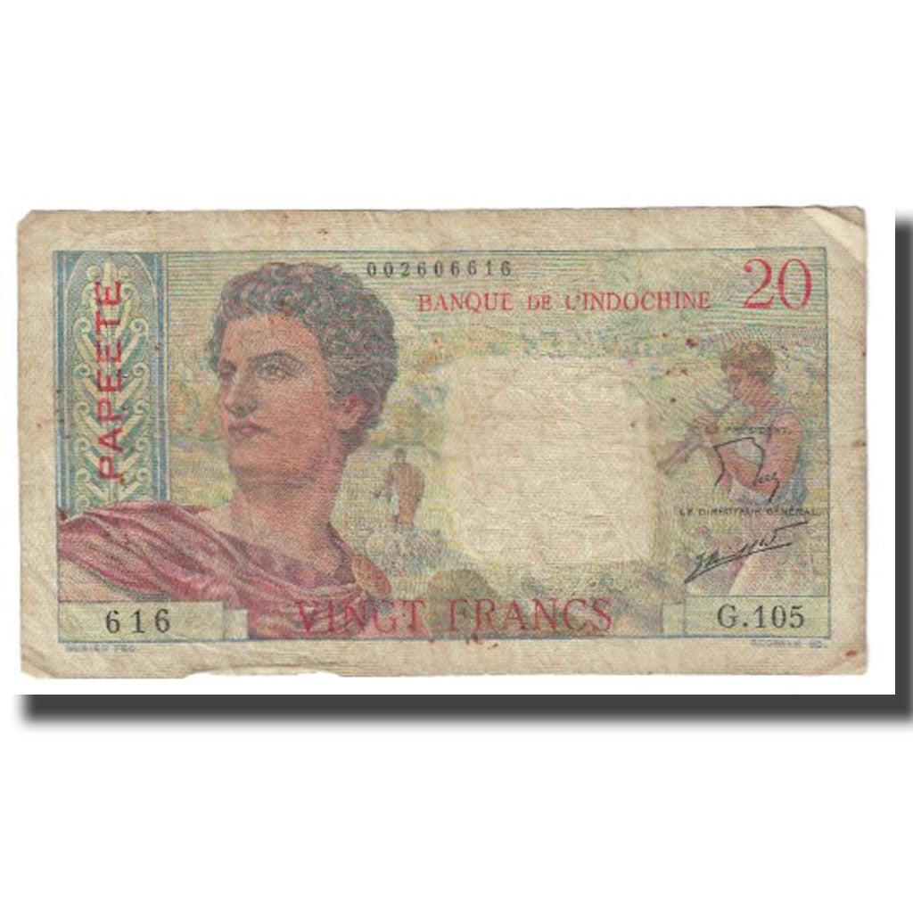Banknote, Tahiti, 20 Francs, 1951-1963, KM:21c, VF(20-25)
