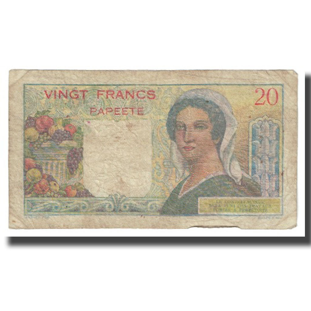 Banknote, Tahiti, 20 Francs, 1951-1963, KM:21c, VF(20-25)