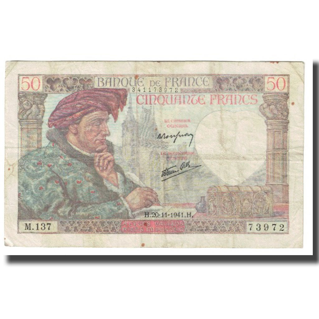 Frankreich, 50 Francs, 1941, P. Rousseau and R. Favre-Gilly, 1941-11-20, S+