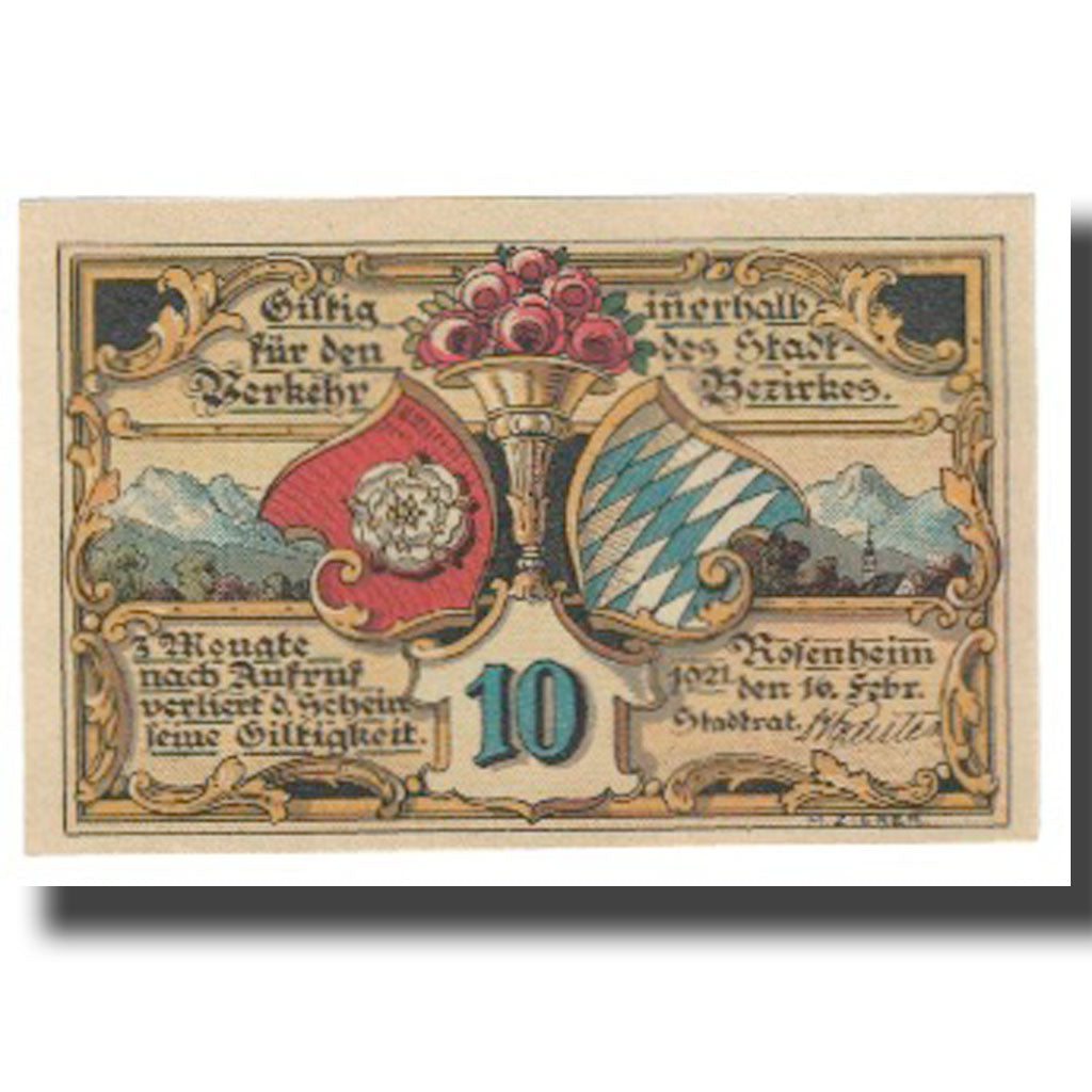 Banknote, Germany, Rosenheim, 10 Pfennig, place, 1921, 1921-02-16, UNC(65-70)