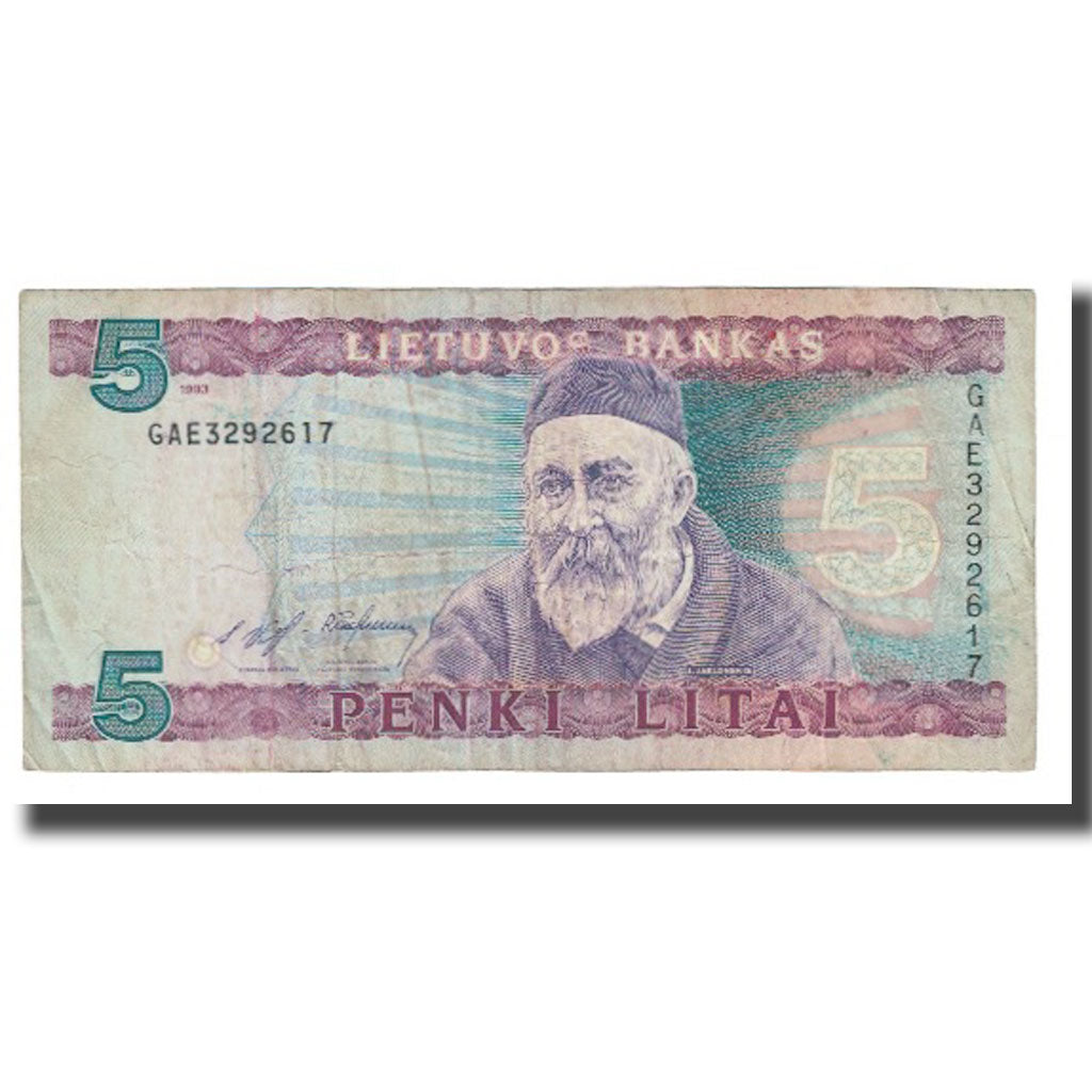 Banknote, Lithuania, 5 Litai, 1993, KM:55a, VF(20-25)