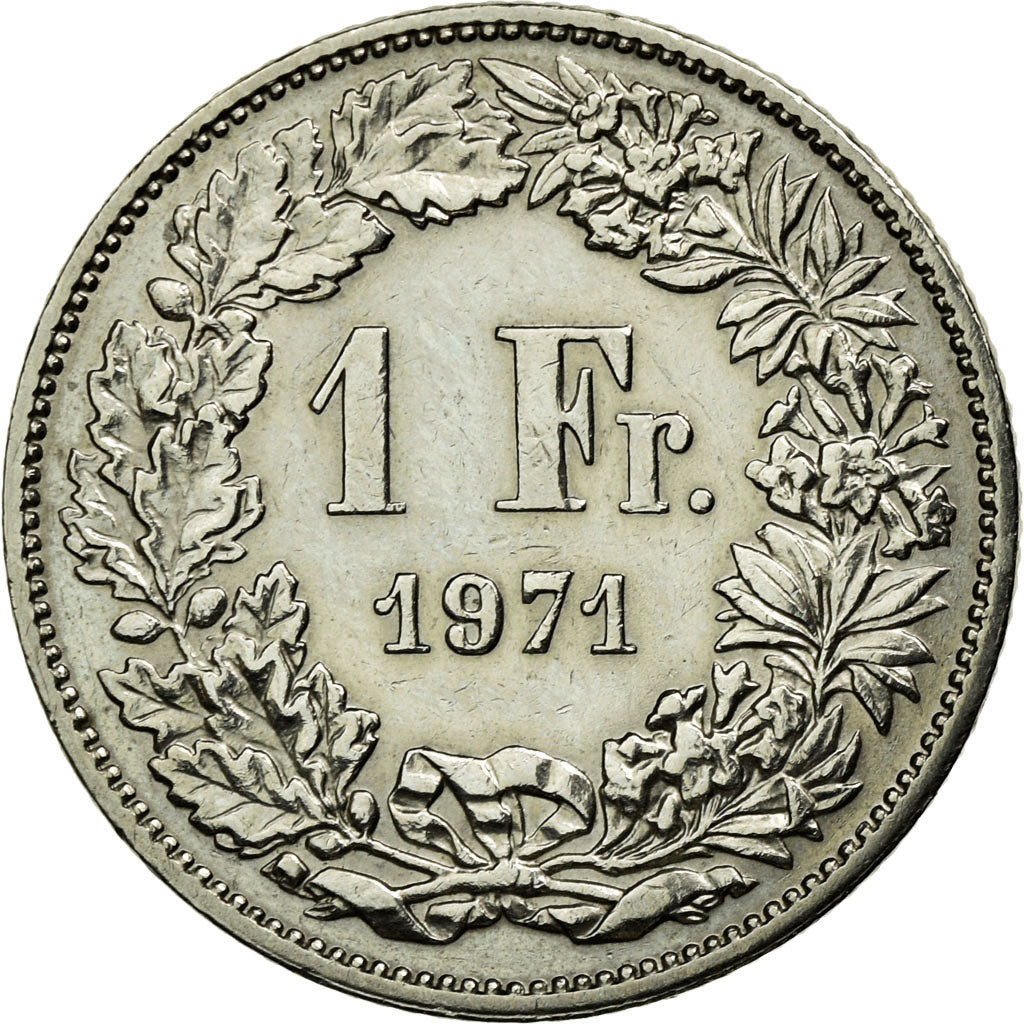 Coin, Switzerland, Franc, 1971, Bern, EF(40-45), Copper-nickel, KM:24a.1