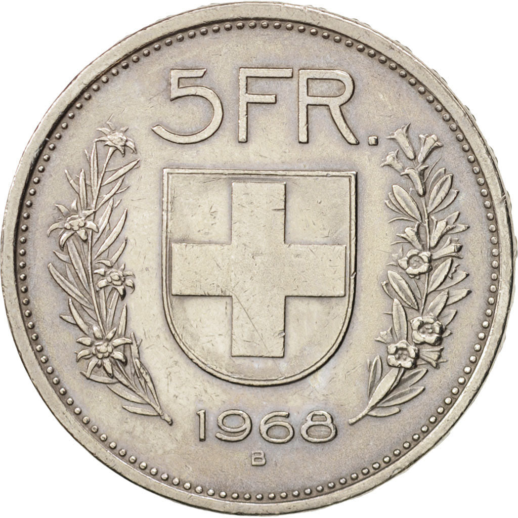 Switzerland, 5 Francs, 1968, Bern, EF(40-45), Copper-nickel, KM:40a.1