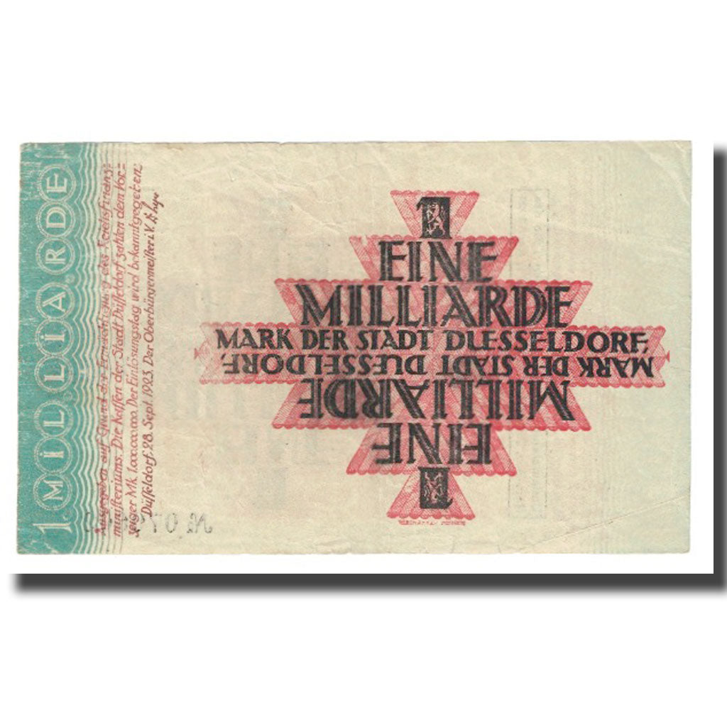 Banknote, Germany, Düsseldorf, 1 Milliard Mark, Texte, 1924, 1924-04-01