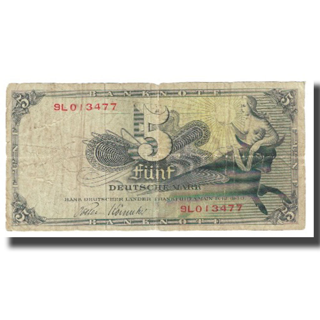 Banknote, GERMANY - FEDERAL REPUBLIC, 5 Deutsche Mark, 1948, 1948-12-09, KM:13g