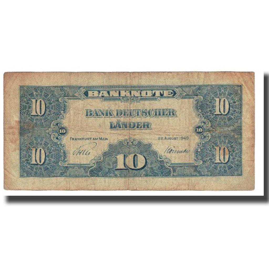 Banknote, GERMANY - FEDERAL REPUBLIC, 10 Deutsche Mark, 1949, KM:16a, VF(20-25)