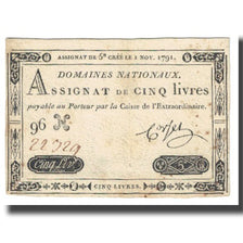 France, 5 Livres, 1791, Corsel, 1791-11-01, EF(40-45), KM:A50