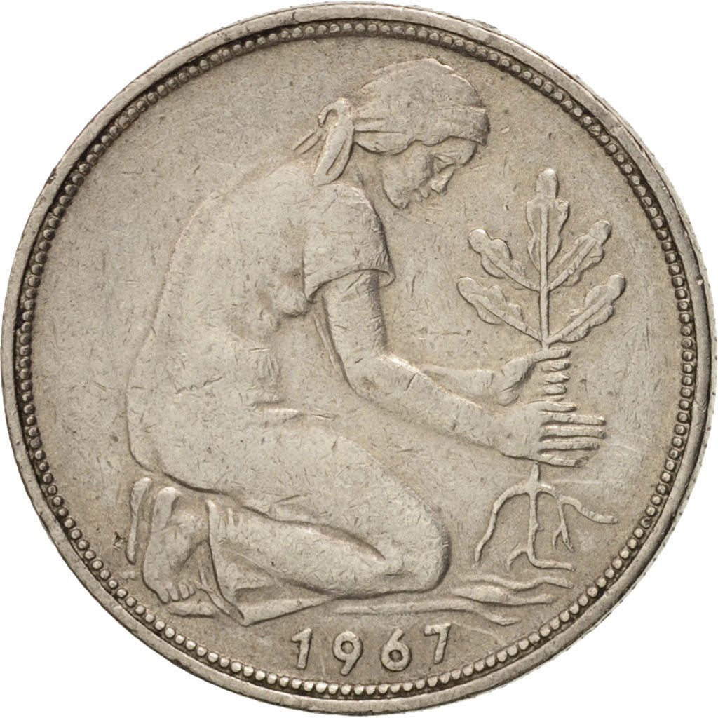 Coin, GERMANY - FEDERAL REPUBLIC, 50 Pfennig, 1967, Stuttgart, EF(40-45)
