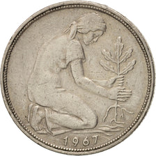 Coin, GERMANY - FEDERAL REPUBLIC, 50 Pfennig, 1967, Stuttgart, EF(40-45)