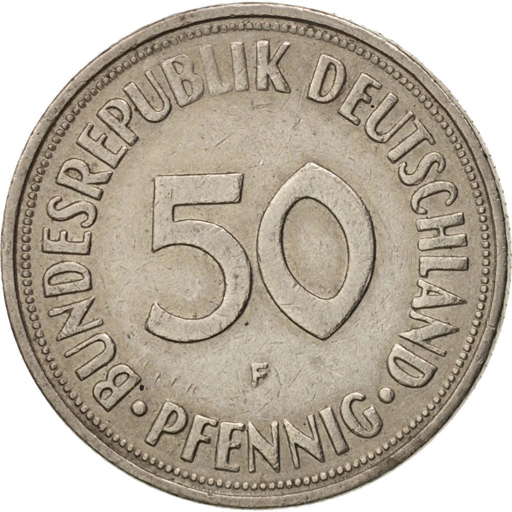 Coin, GERMANY - FEDERAL REPUBLIC, 50 Pfennig, 1967, Stuttgart, EF(40-45)