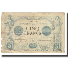 França, 5 Francs, Noir, 1873, 1873-02-28, VG(8-10), Fayette:1.15, KM:60