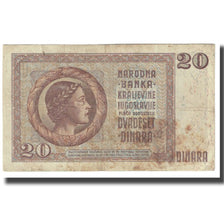 Banknote, Yugoslavia, 20 Dinara, 1936, 1936-09-06, KM:30, VF(20-25)