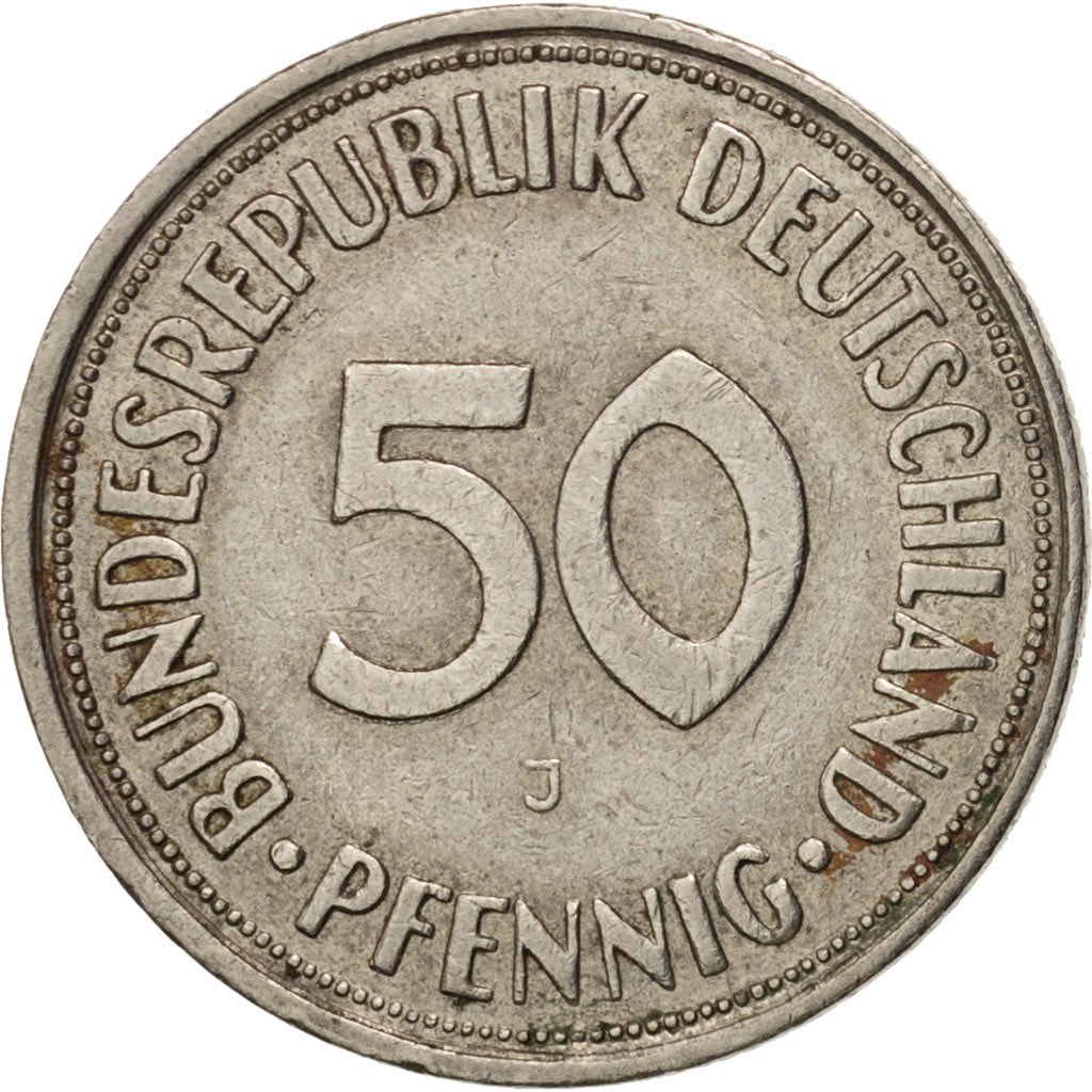 GERMANY - FEDERAL REPUBLIC, 50 Pfennig, 1966, Hamburg, EF(40-45), KM 109.1