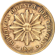 Uruguay, 2 Centesimos, 1869, Birmingham, VF(30-35), Bronze, KM:12