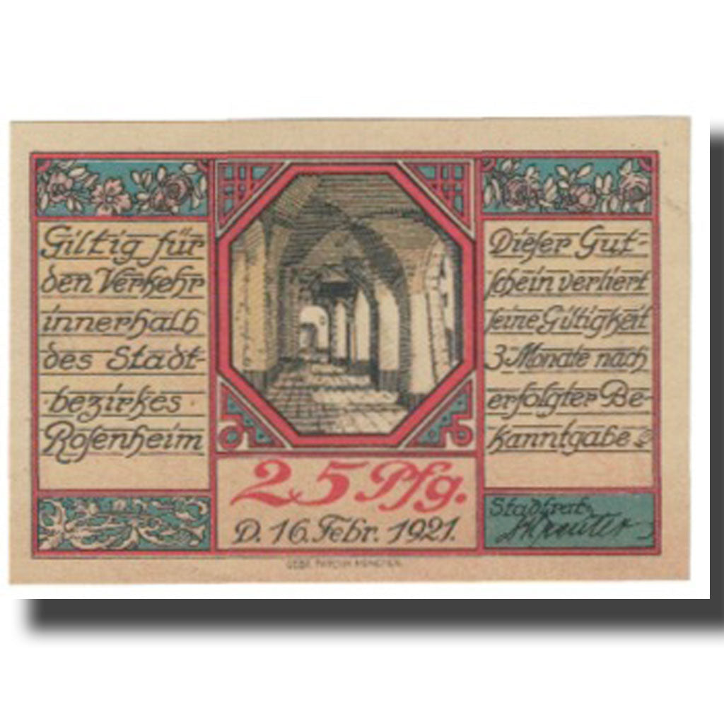 Banknote, Germany, Rosenheim, 25 Pfennig, Ville, 1921, 1921-02-16, UNC(63)