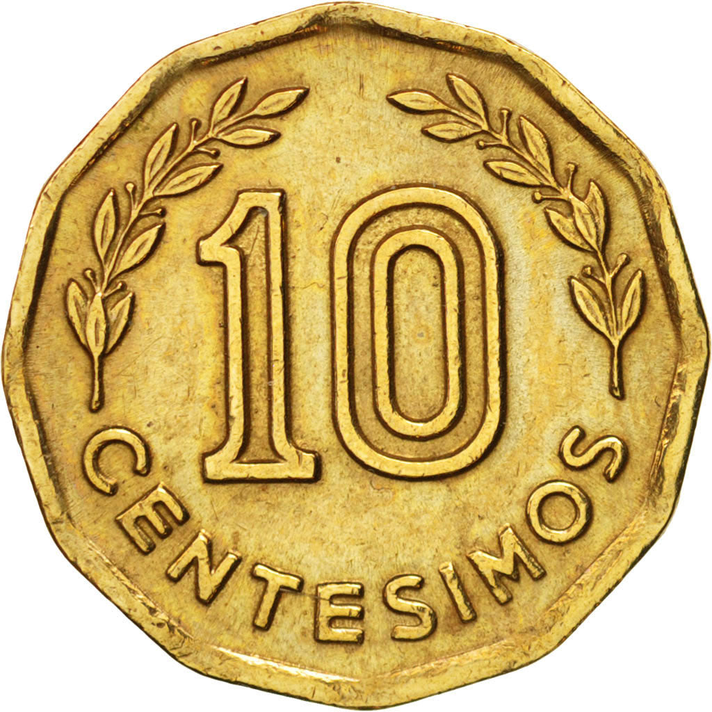 Uruguay, 10 Centesimos, 1976, Santiago, EF(40-45), Aluminum-Bronze, KM:66