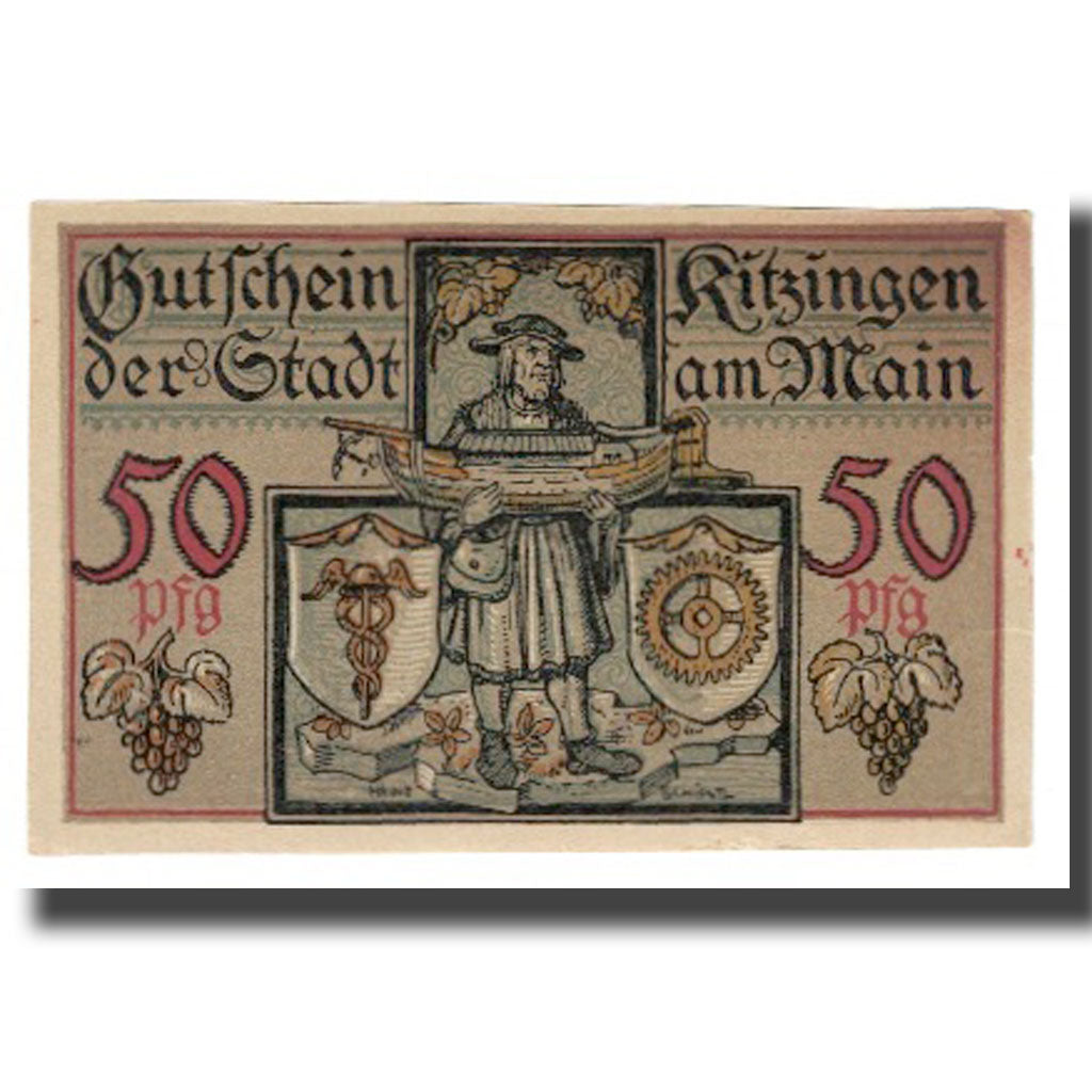 Banknote, Germany, Kitzingen, 50 Pfennig, Blason, 1921, 1921-02-01, AU(55-58)