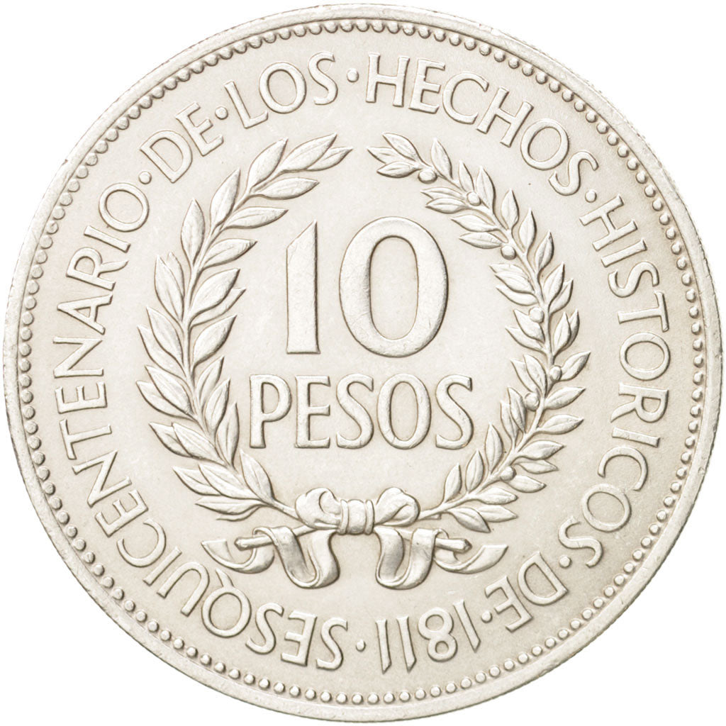Uruguay, 10 Pesos, 1961, AU(55-58), Silver, KM:43