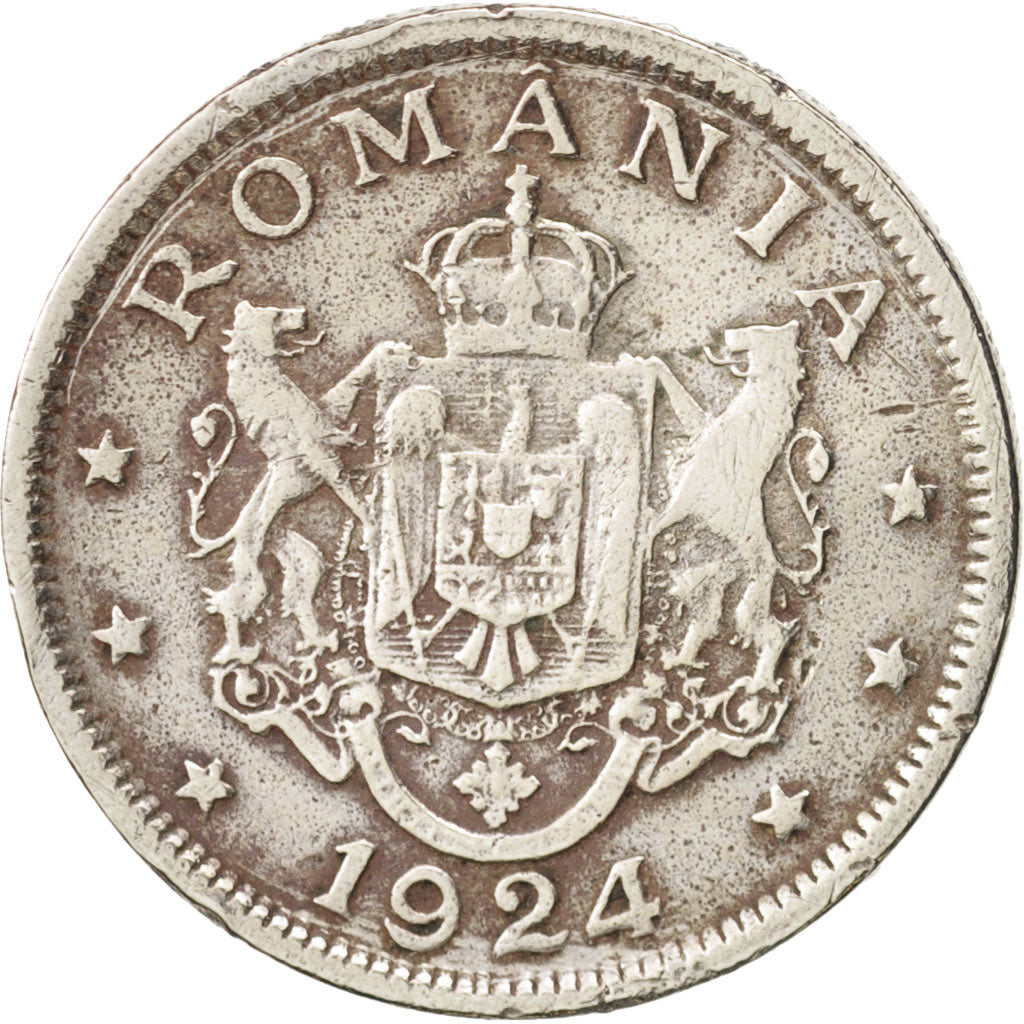 Romania, Ferdinand I, 2 Lei, 1924, VF(20-25), Copper-nickel, KM:47