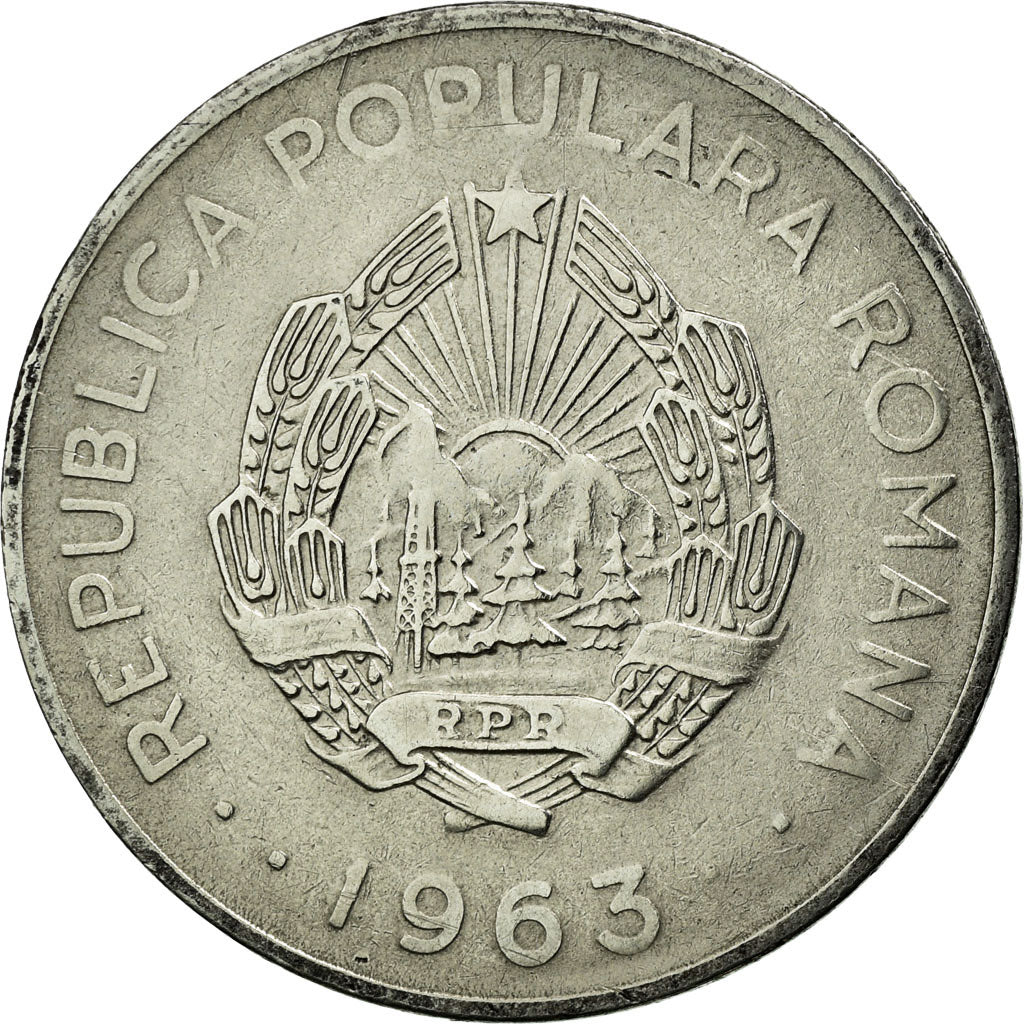 Coin, Romania, 3 Lei, 1963, EF(40-45), Nickel Clad Steel, KM:91