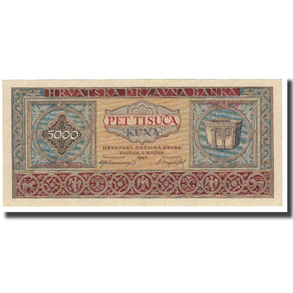 Geldschein, Kroatien, 5000 Kuna, 1943, KM:13a, UNZ-