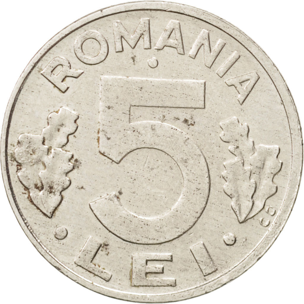 Roumanie, 5 Lei, 1994, TTB+, Nickel plated steel, KM:114