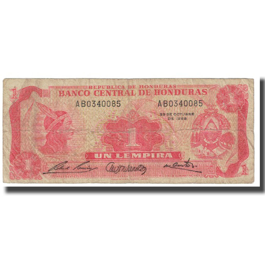Billete, 1 Lempira, 1968, Honduras, 1968-10-25, KM:55b, BC
