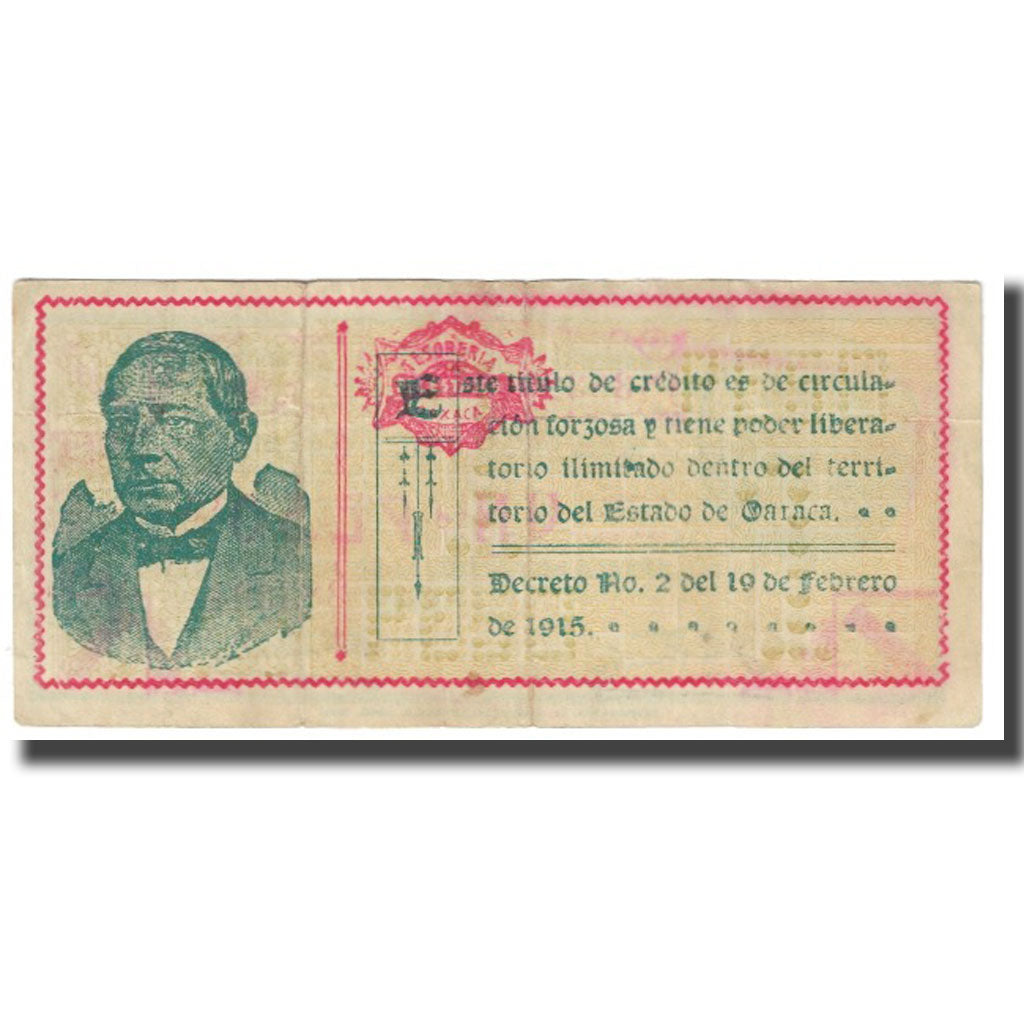 Banknote, Mexico - Revolutionary, 1 Peso, 1915, 1915-06-26, KM:S953a, EF(40-45)