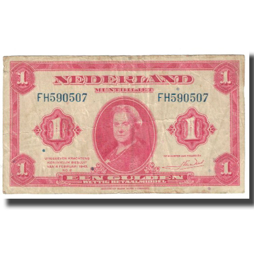 Banknote, Netherlands, 1 Gulden, 1943, 1943-02-04, KM:64a, VF(20-25)