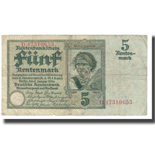 Banknote, Germany, 5 Rentenmark, 1926, 1926-01-02, KM:169, VF(20-25)