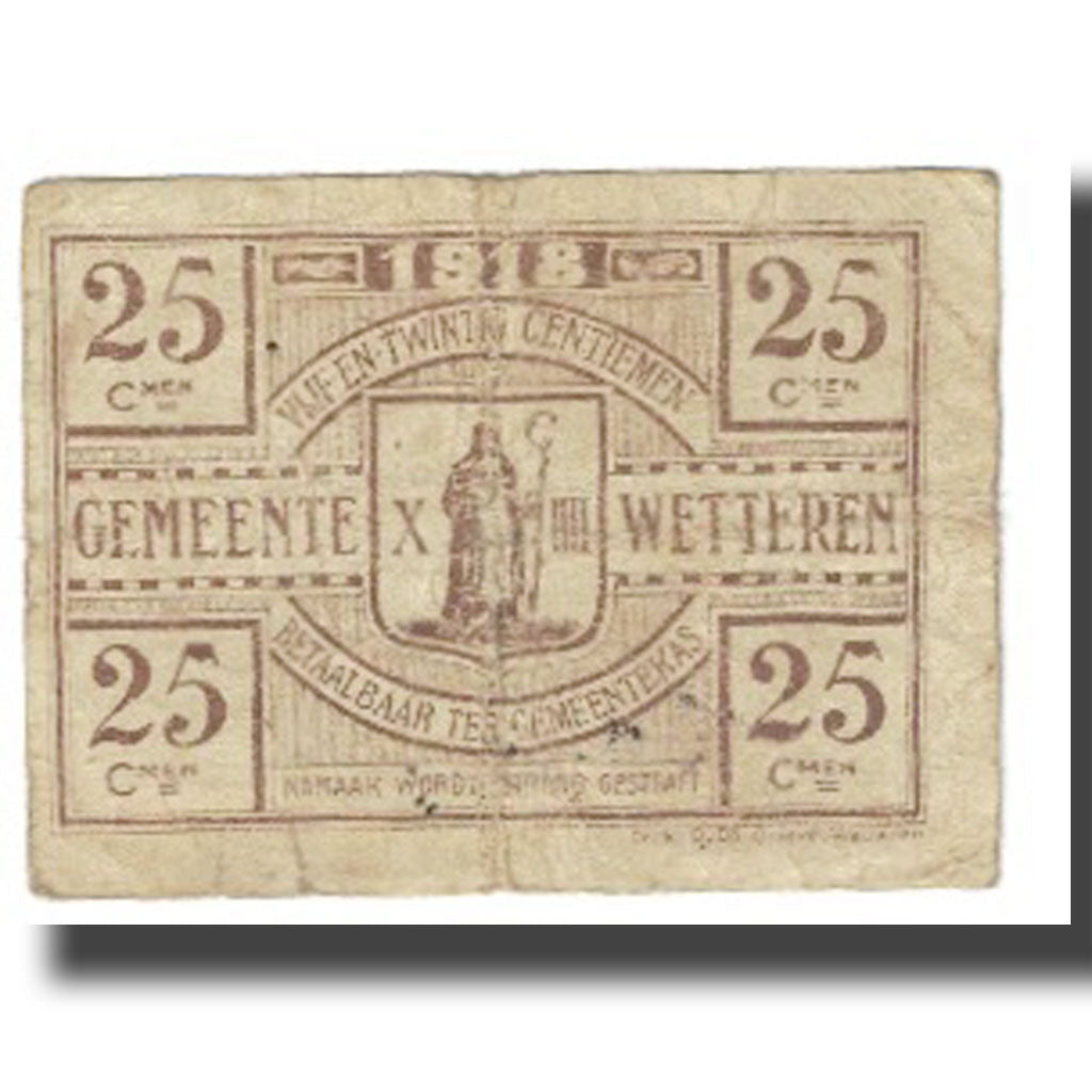 Banknote, Belgium, 25 Centimes, Ville, 1918, VF(20-25)