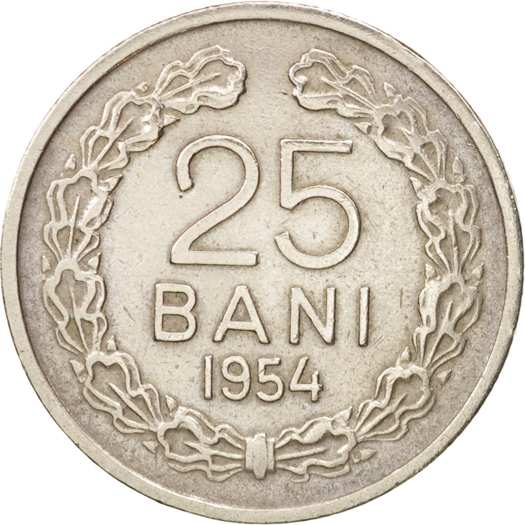 Romania, 25 Bani, 1954, EF(40-45), Copper-nickel, KM:85.2