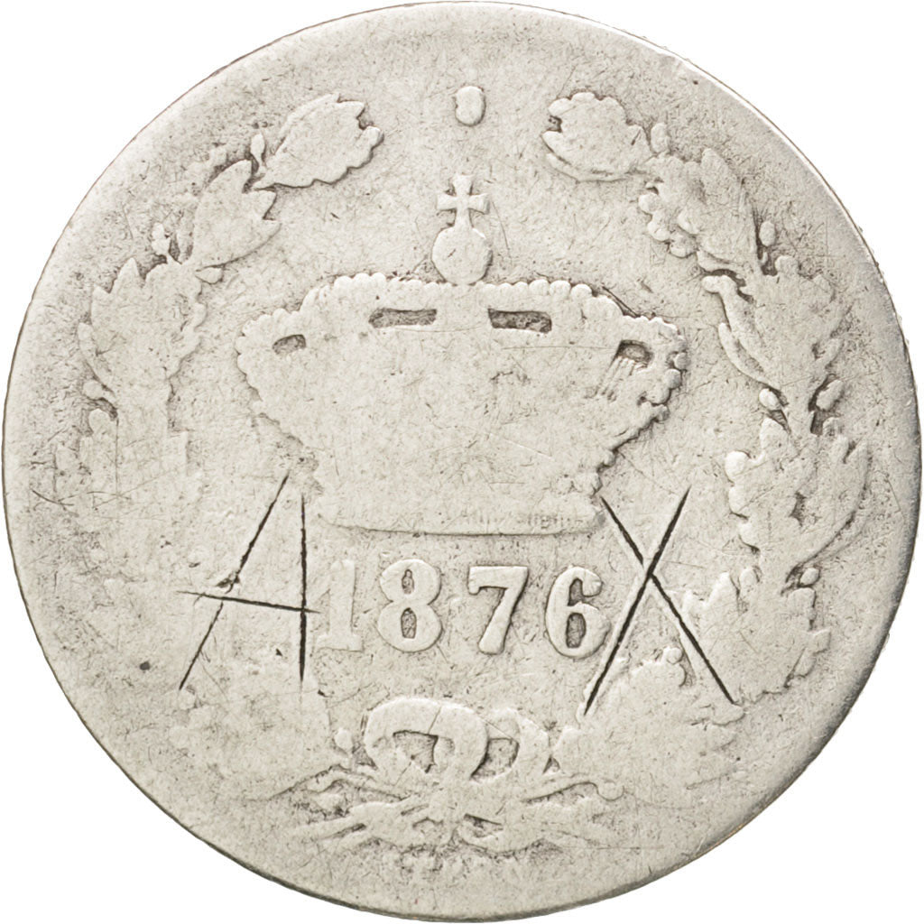 Romania, Carol I, 50 Bani, 1876, VG(8-10), Silver, KM:9