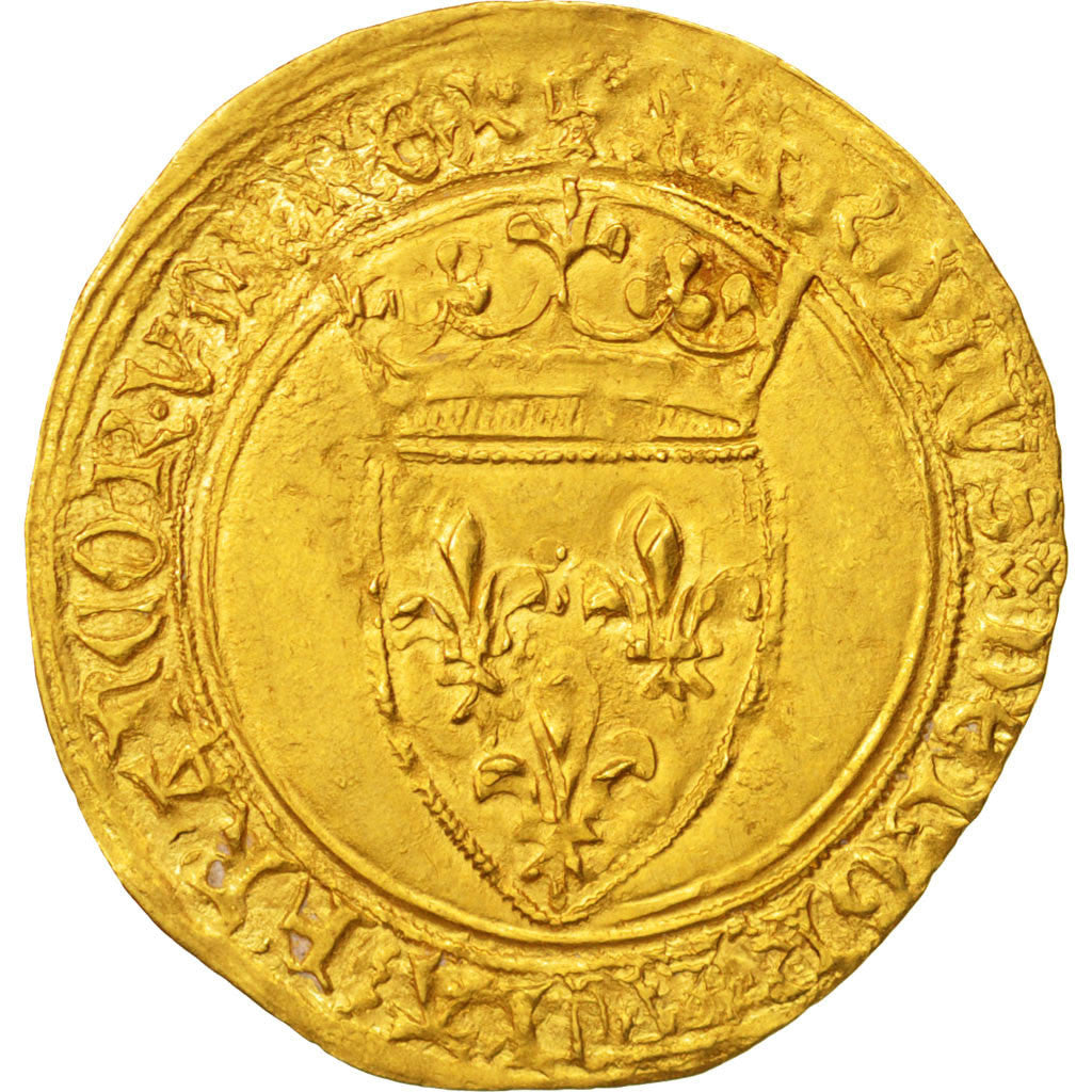 France, Charles VI, Ecu d'or 2nd emission, VF(30-35), Gold, Duplessy:369A