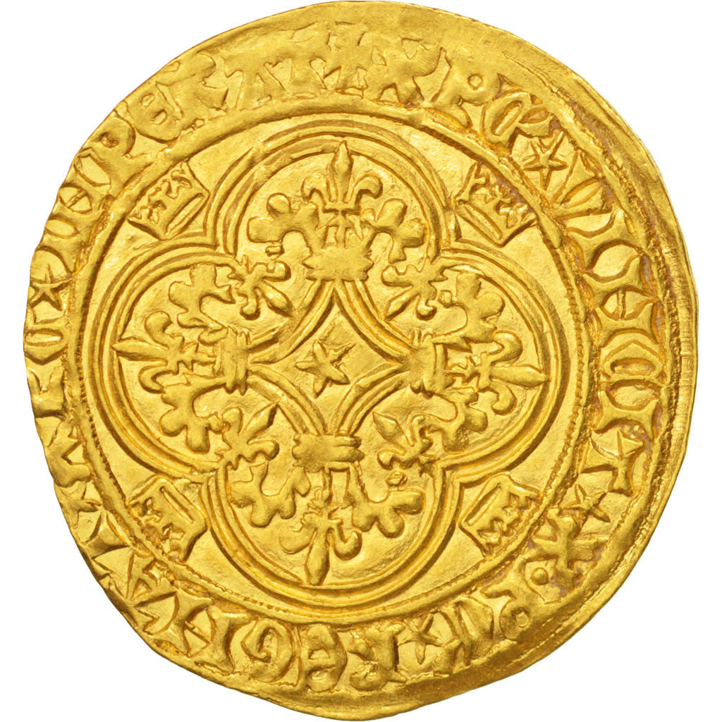 France, Charles VI, Ecu d'or 2nd emission, VF(30-35), Gold, Duplessy:369A