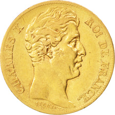 France, Charles X, 20 Francs, 1827, Paris, VF(30-35), Gold, KM:726.1,Gadoury1029