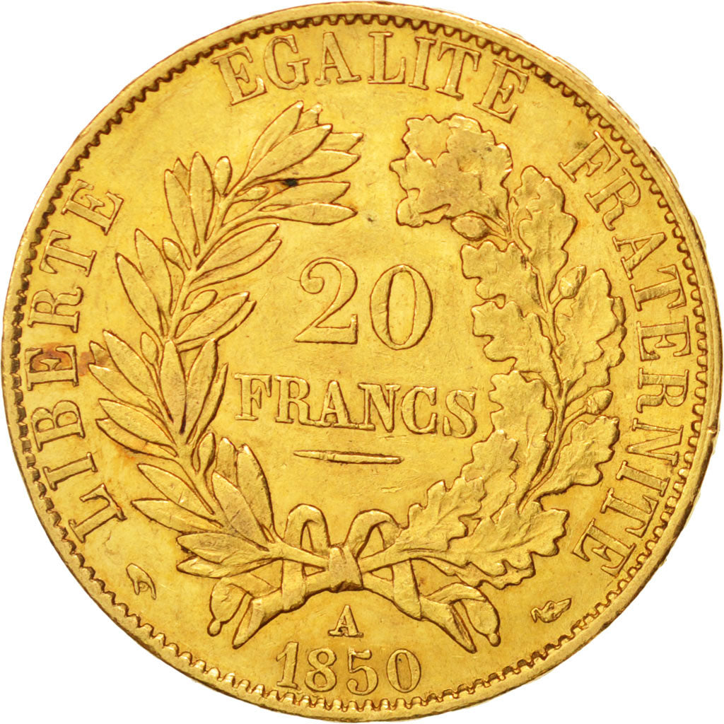 France, Cérès, 20 Francs, 1850, Paris, AU(50-53), Gold, KM:762, Gadoury:1059
