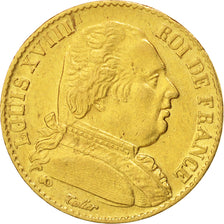 Coin, France, Louis XVIII, Louis XVIII, 20 Francs, 1815, Paris, AU(55-58), Gold