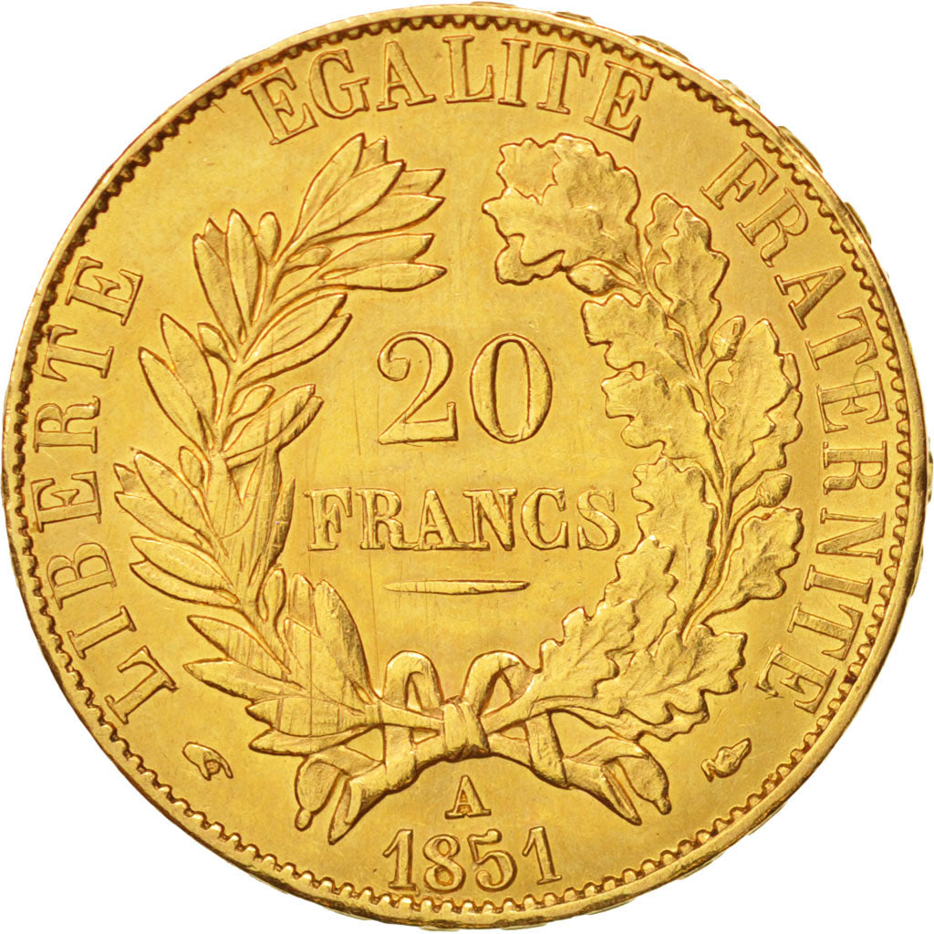 France, Cérès, 20 Francs, 1851, Paris, EF(40-45), Gold, KM:762, Gadoury:1059
